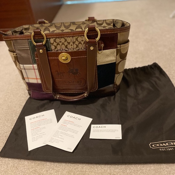 Coach Patchwork/Leather Shoulder Bag - Picture 1 of 4
